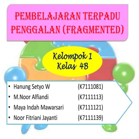 Pembelajaran Terpadu Penggalan (Fragmented) | PPTX