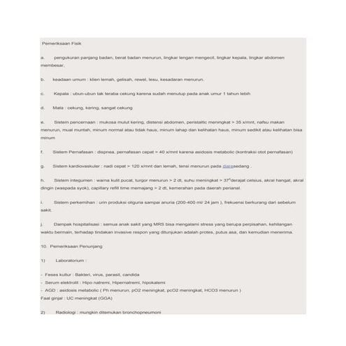 Pemeriksaan fisikpada diare