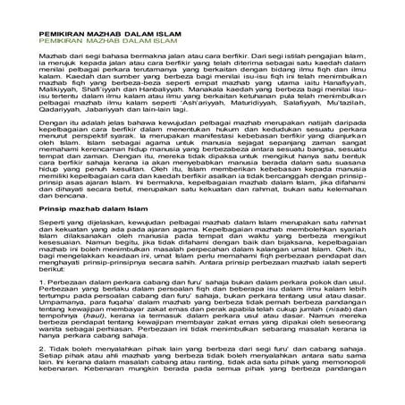 Pemikiran mazhab dalam islam