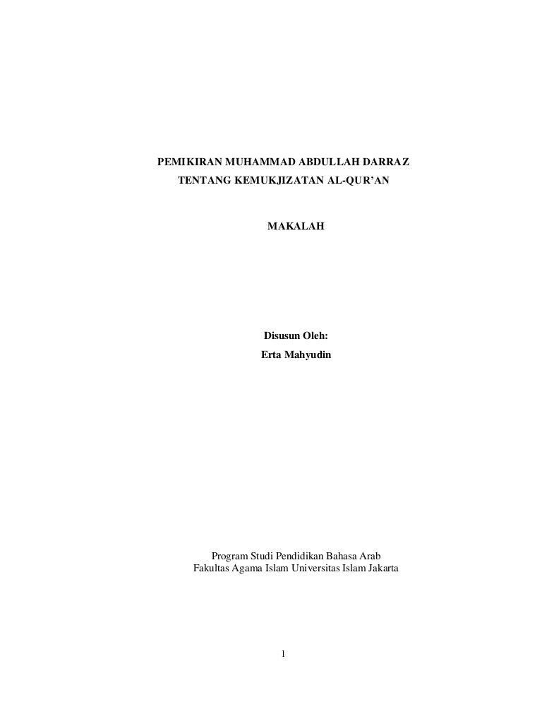 Pemikiran Muhammad Abdullah Darraz Makalah Pemikiran Muhammad Abdullah Darraz Makalah