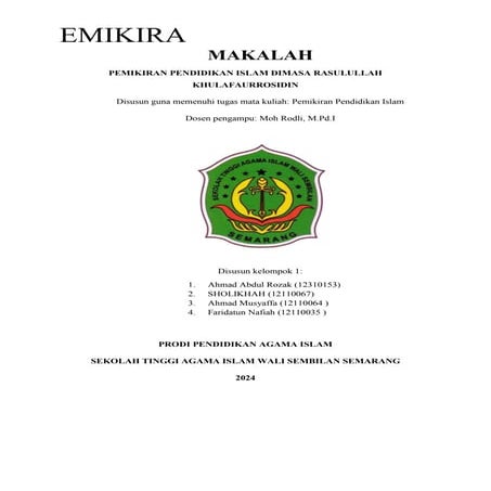 PEMIKIRAN PENDIDIKAN ISLAM DIMASA RASULULLAH.docx