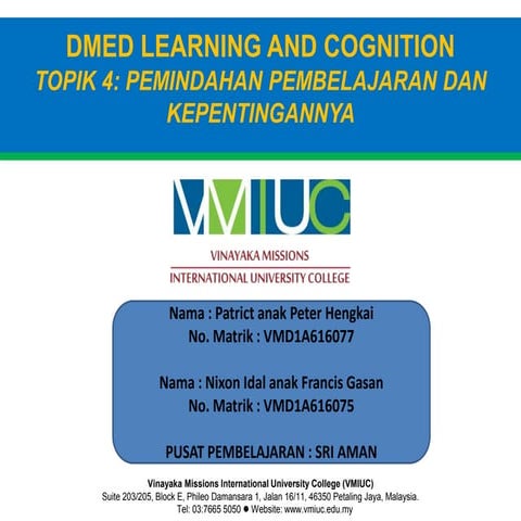 Pemindahan Pembelajaran dan Kepentingannya