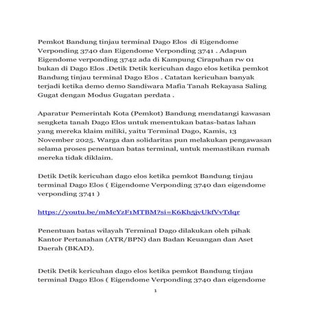 Pemkot Bandung tinjau terminal Dago Elos  di Eigendome Verponding 3740 dan Ei...