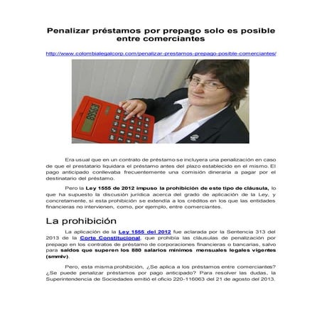 Penalizar préstamos por prepago solo es posible entre comerciantes