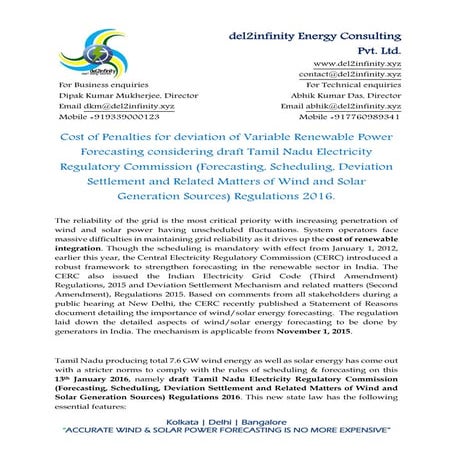 Cost of Penalties for deviation of Variable Renewable Power Forecasting consi...