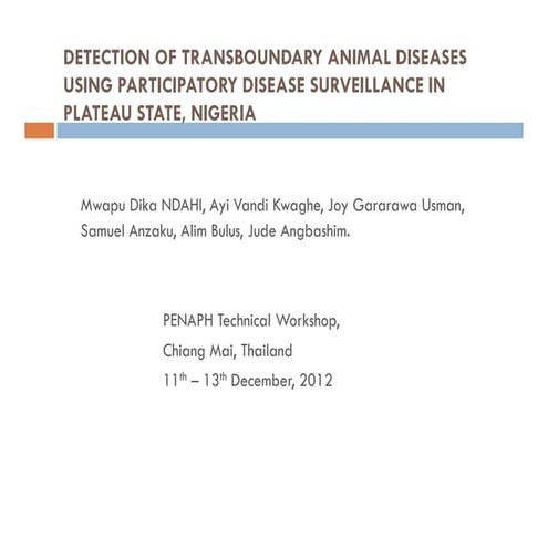 Detection of transboundary animal diseases using participatory disease survei...