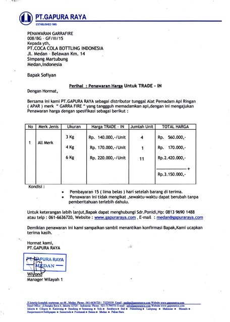 Penawaran Harga Sewa Truk Box Pt Puri Luhut