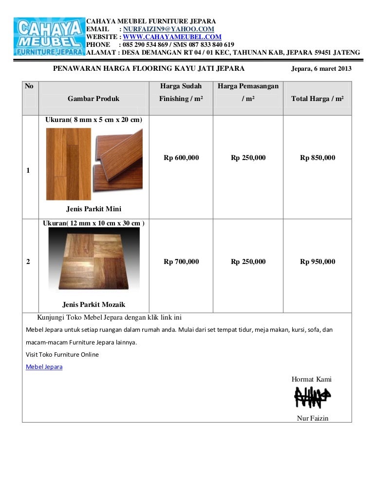 Penawaran Harga Flooring1