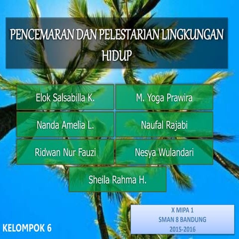 Pencemaran dan pelestarian lingkungan hidup