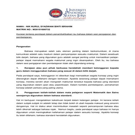 Tugasan 4 - Pendapat individu