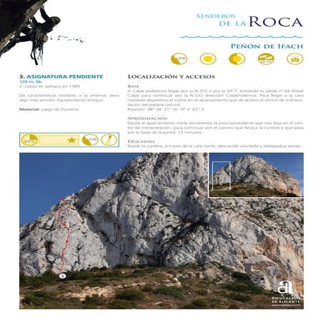 Las vias de escalada Peñón de ifach r3 Asignatura Pendiente