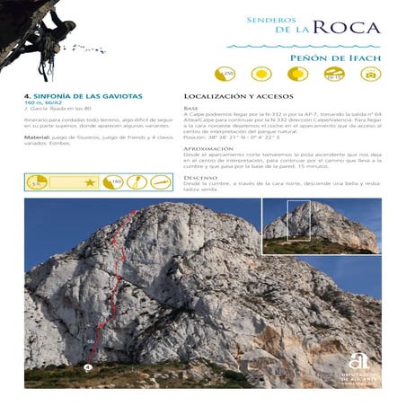 Las vias de escalada Peñón de ifach r4 Sinfonía de Gaviotas 