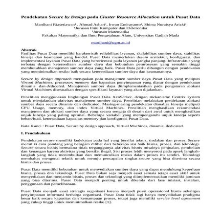 Pendekatan secure by design pada cluster resource allocation untuk pusat data