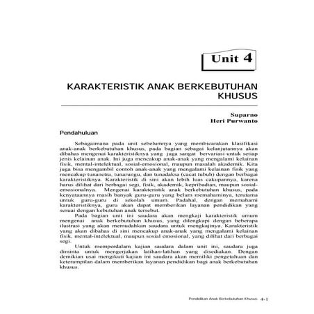 Pendidikan+anak+kebutuhan+khusus+unit+4 | PDF