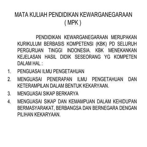 Pendidikan kewarganegaraan kuliah