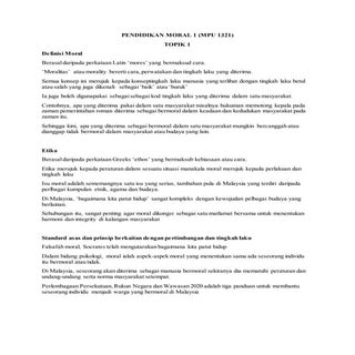 Pengertian Moral dan Etika