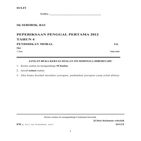 Pendidikan moral tahun 4 penggal 1