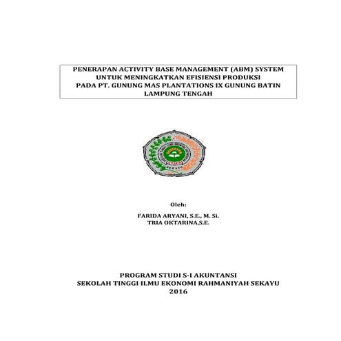 Penerapan activity based management (abm) system untuk meningkatkan efisiensi