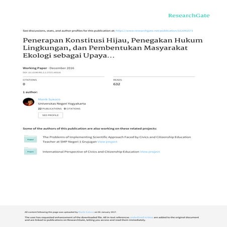 Penerapan Konstitusi Hijau, Penegakan Hukum Lingkungan, dan Pembentukan Masya...