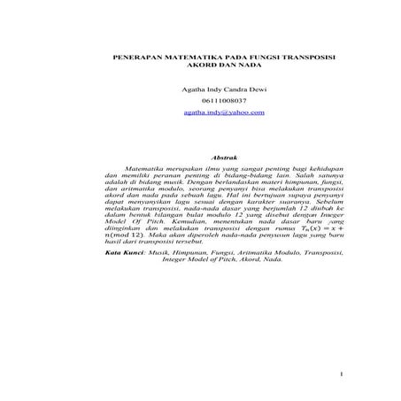 Penerapan Matematika pada Fungsi Transposisi Akord dan Nada by Agatha Indy C. D.