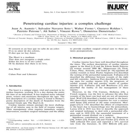 Penetrating cardiac injuries a complex challenge | PDF