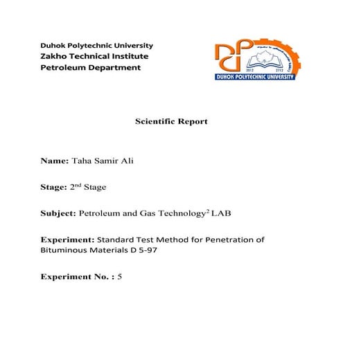 Penetration of bitumious
