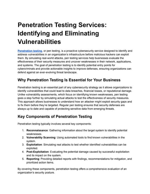 What are Vulnerability Assessment and Penetration Testing? | PDF