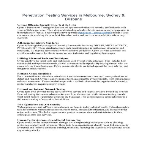 Penetration Testing Services in Melbourne, Sydney and Brisbane.pdf