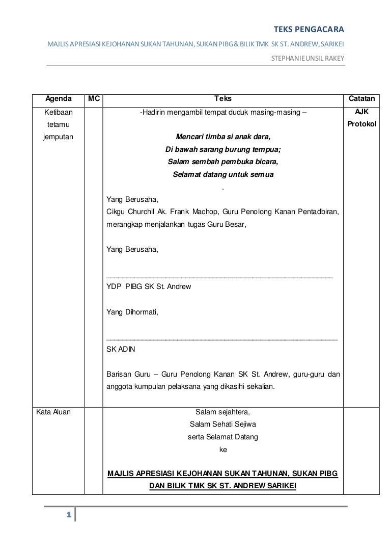 Contoh Teks Pengacara Majlis Santai / (DOC) TEKS PENGACARA MAJLIS