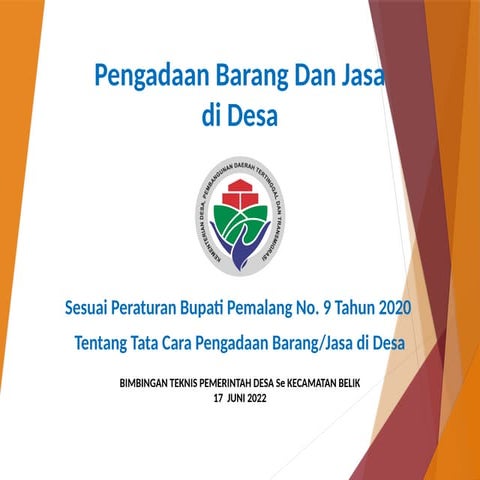 PENGADAAN BARANG DAN JASA di DESA sesuai dengan perbup no. 9 tahun 2020 ...