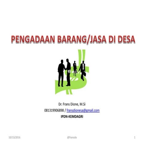 Pedoman Pengadaan Barang dan Jasa di Desa | PDF