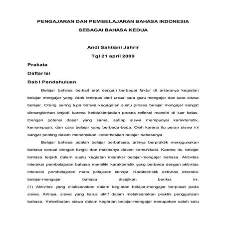 Pengajaran dan pembelajaran bahasa indonesia sebagai bahasa kedua