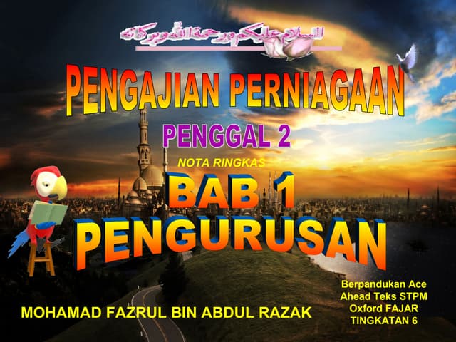 BAB 1 -PENGURUSAN (PENGAJIAN PERNIAGAAN)