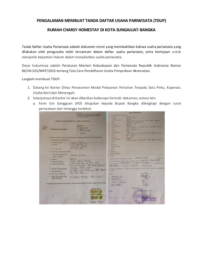 Cara Membuat Surat Izin Usaha Pariwisata - Kumpulan Contoh ...