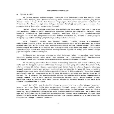 PENGAMATAN FENOLOGI