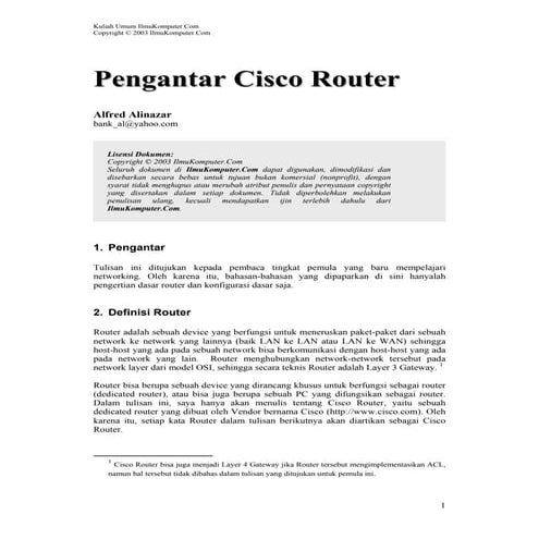 Instalasi dan konfigurasi router ( 2 ) | PPTX