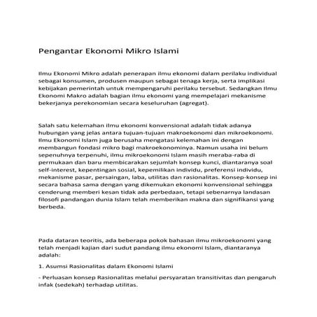 Pengantar ekonomi mikro islami