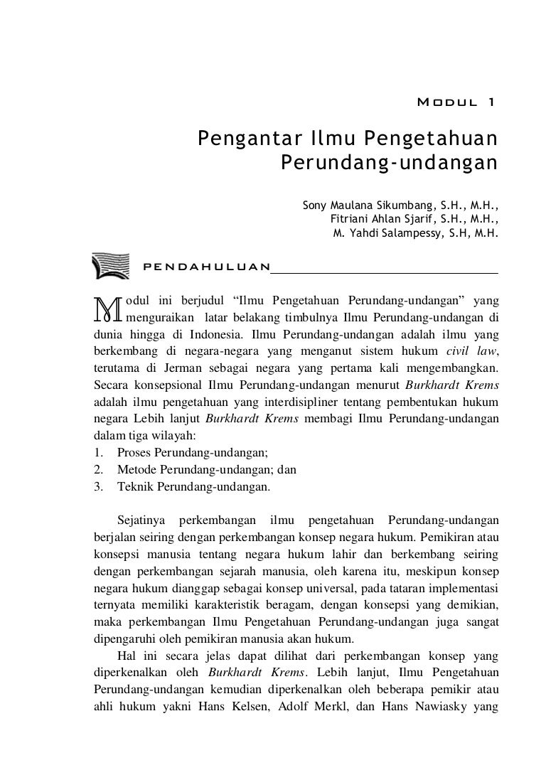 Pengantar Ilmu Pengetahuan Perundang Undangan