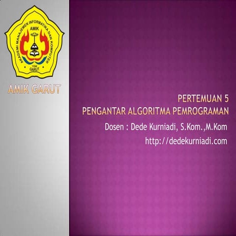 Pengantar Pemrograman Chapter 5 Ppsx