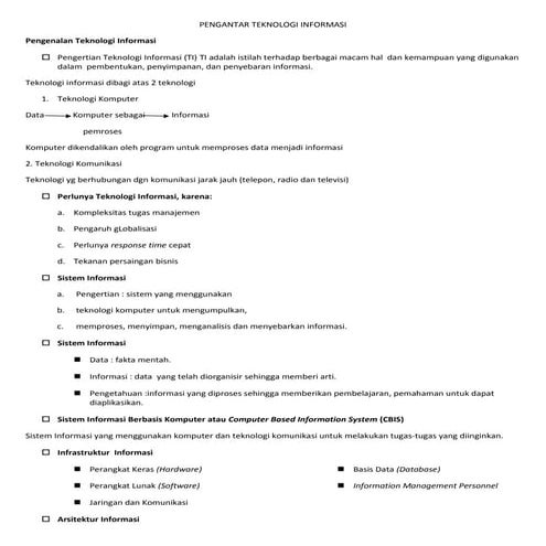Pengantar teknologi informasi