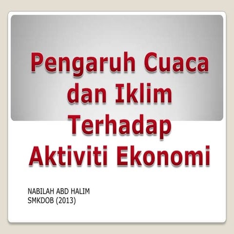 Pengaruh cuaca dan iklim  terhadap aktiviti ekonomi