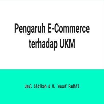 Pengaruh E-commerce terhadap UKM