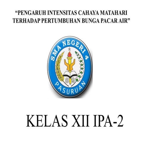 Pengaruh intensitas cahaya matahari terhadap tumbuhan pacar air