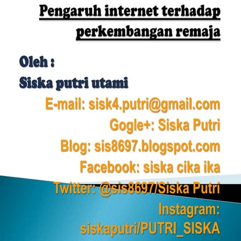 Pengaruh internet terhadap perkembangan remaja