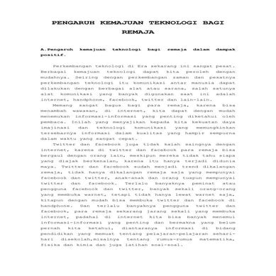 Pengaruh kemajuan teknologi bagi remaja
