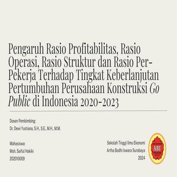 Pengaruh Rasio Profitabilitas, Rasio Operasi, Rasio Struktur dan Rasio ...