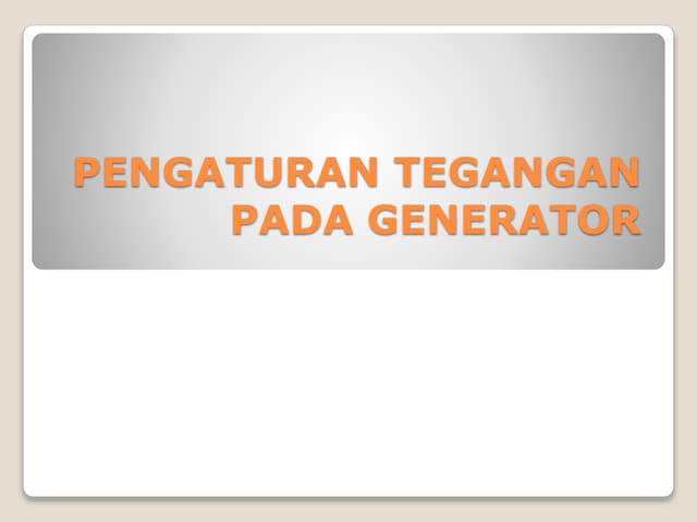 Pengaturan tegangan pada generator