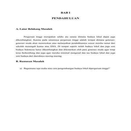 Pengembangan budaya lokal di perguruan tinggi