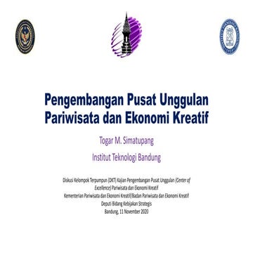 Pengembangan Pusat Unggulan Pariwisata dan Ekonomi Kreatif