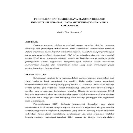 Pengembangan sdm berbasis kompetensi oleh dewi irawati